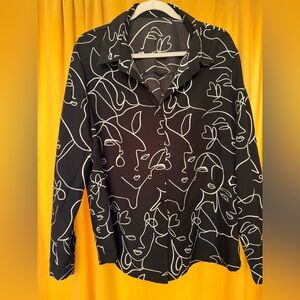 Black and White Stylish Print Blouse